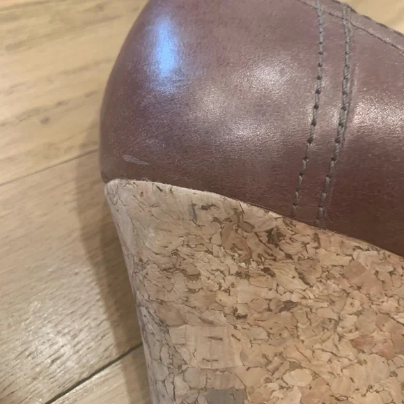 Nurture Peep Toe Metallic Cork Wedges - Picture 12 of 14
